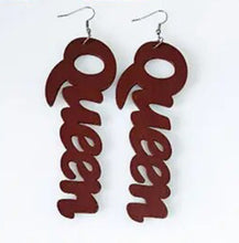 Load image into Gallery viewer, Wooden Queen Earrings
