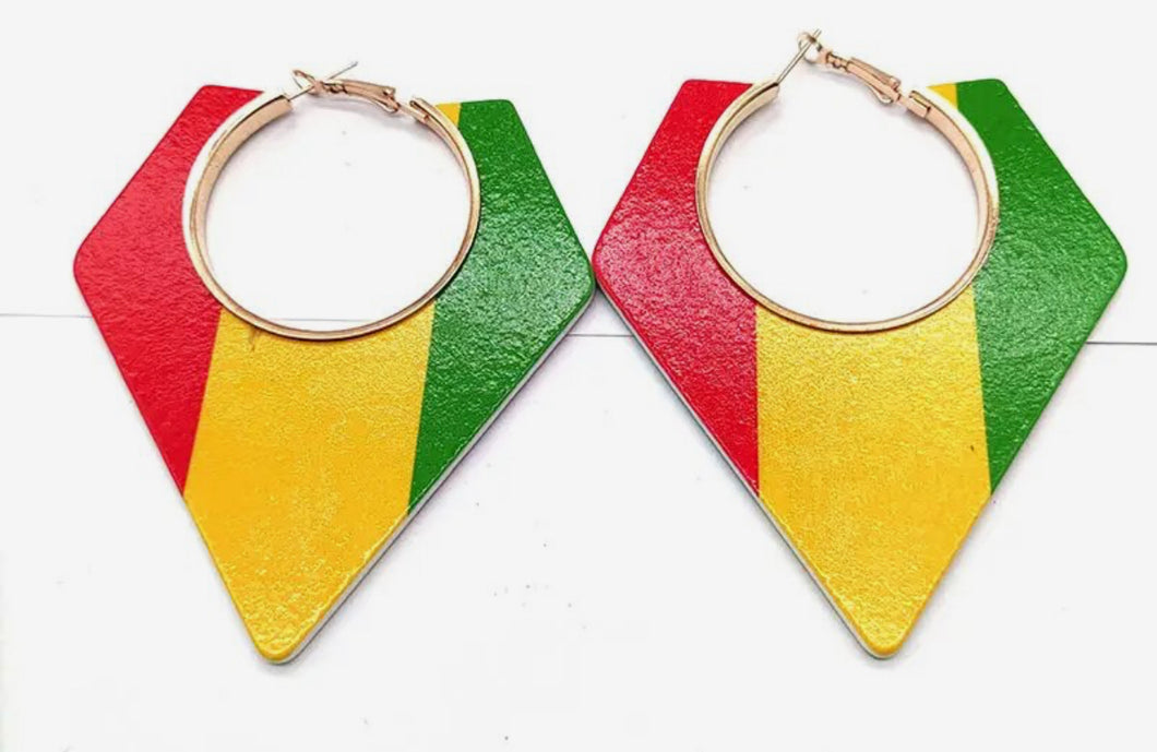 Wooden Tricolor Earrings