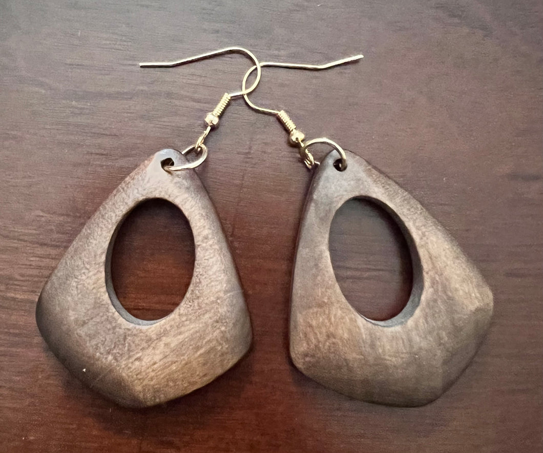 Open Triangle Wooden Earrings