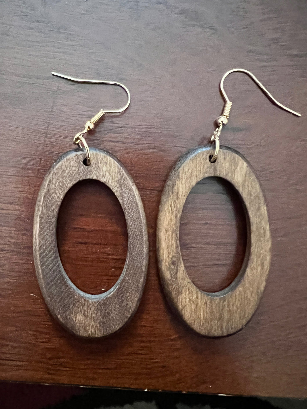 Oval Wooden Earrings