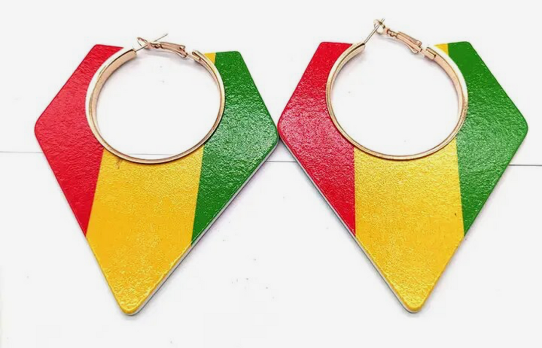 Tricolor  Wooden Earrings