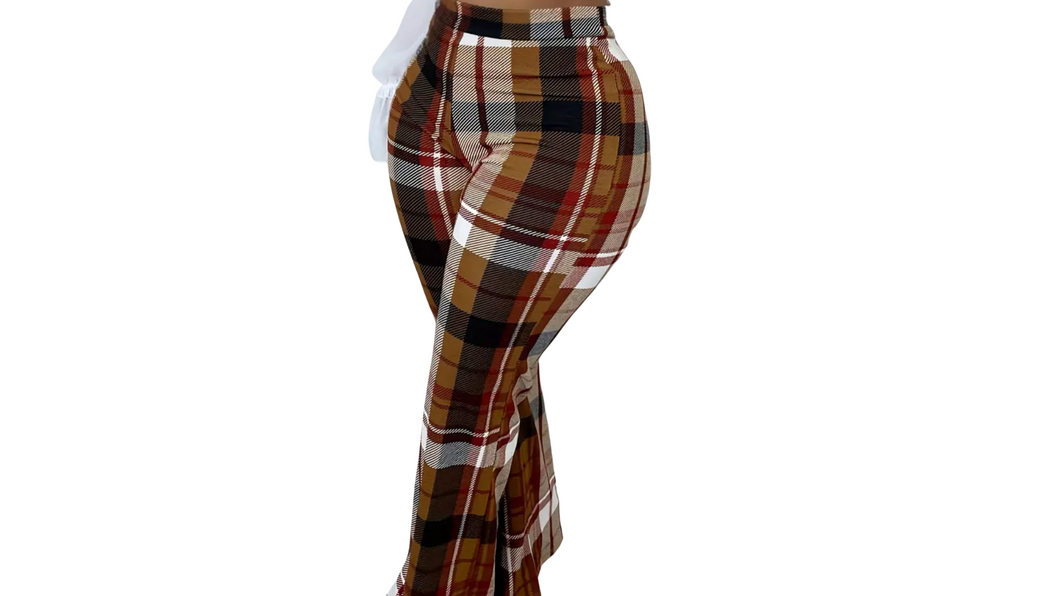 Check Me Out White/Burgundy/Brown Plaid Pants