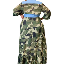 Load image into Gallery viewer, Camo Chic Long Sleeve Ruffle Dress
