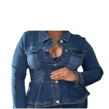 Load image into Gallery viewer, Double Tail Denim Ruffle Jacket
