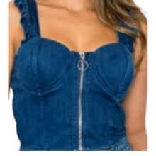 Load image into Gallery viewer, Denim Ruffle Crop Top
