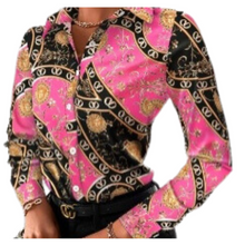 Load image into Gallery viewer, Chain Reaction Faux Silk Blouse
