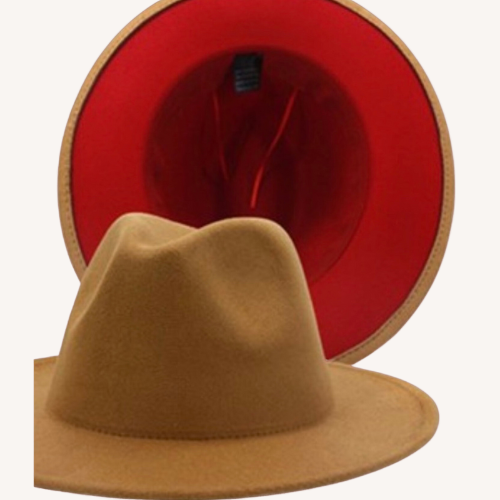 Bossed Up Fedora Khaki/Red