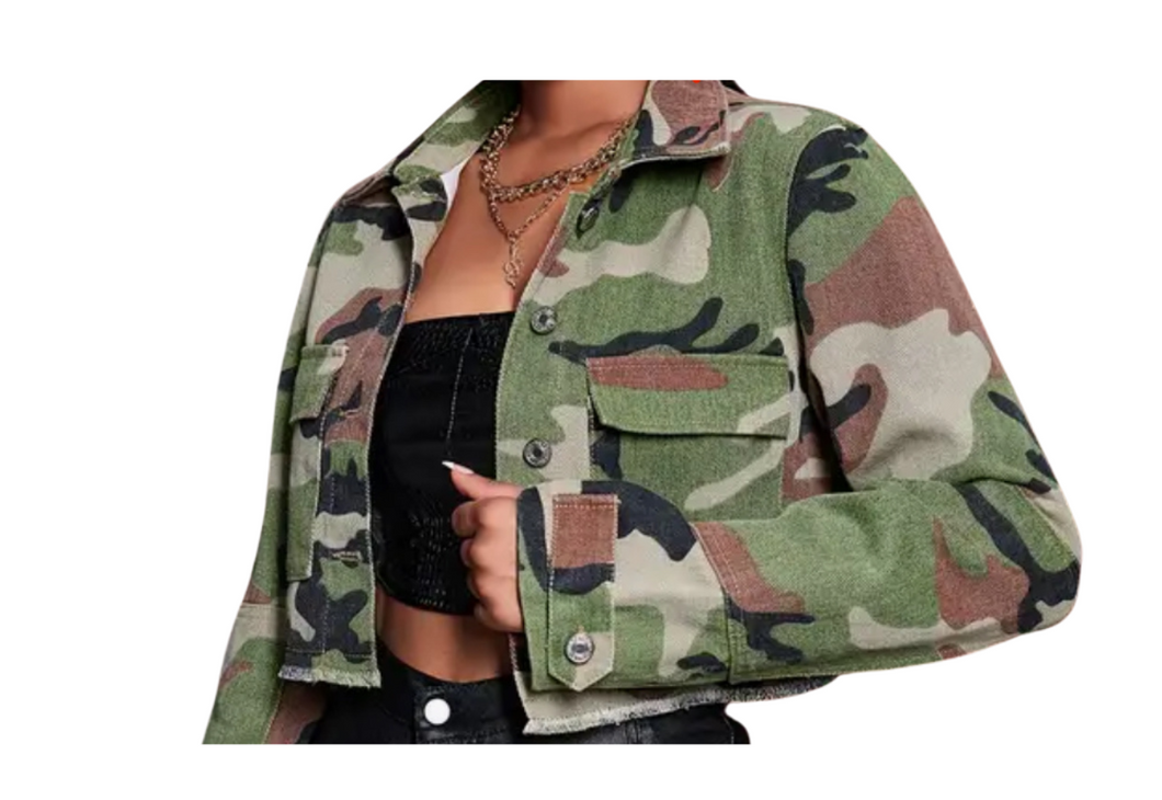 Camouflage Plus Crop Jacket