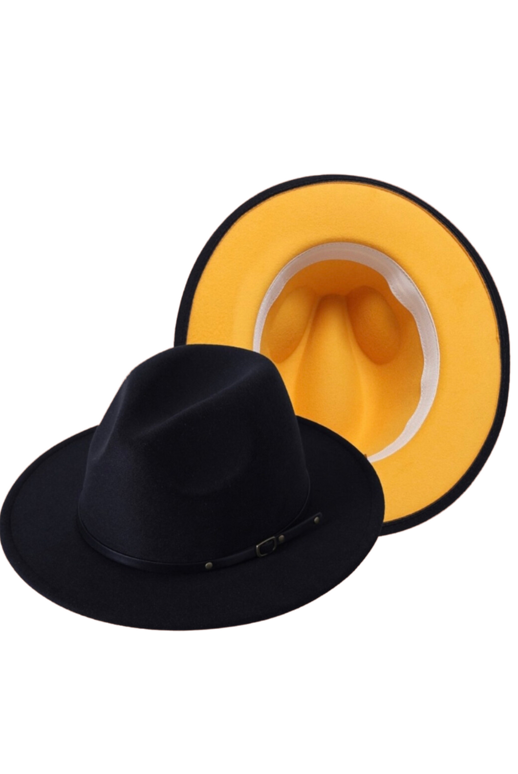 Bossed Up Belted Fedora Black/Yellow