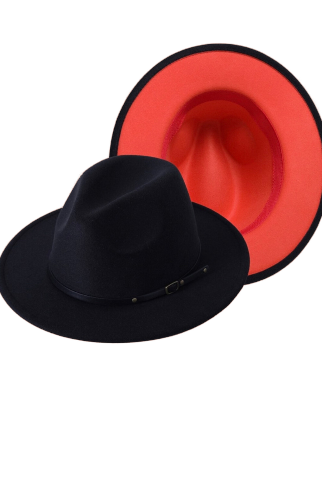 Bossed Up Belted Fedora Black/Orange