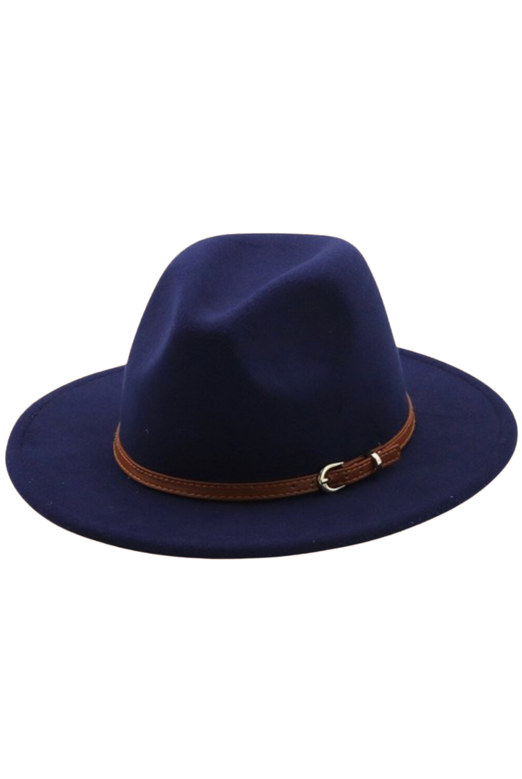 Bossed Up Belted Fedora Navy Blue