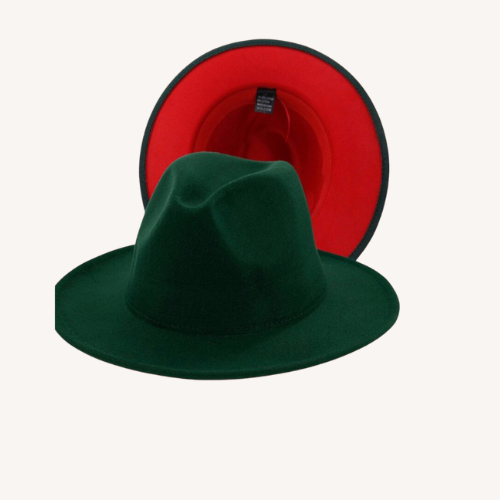 Bossed Up Fedora Hunter Green and Red