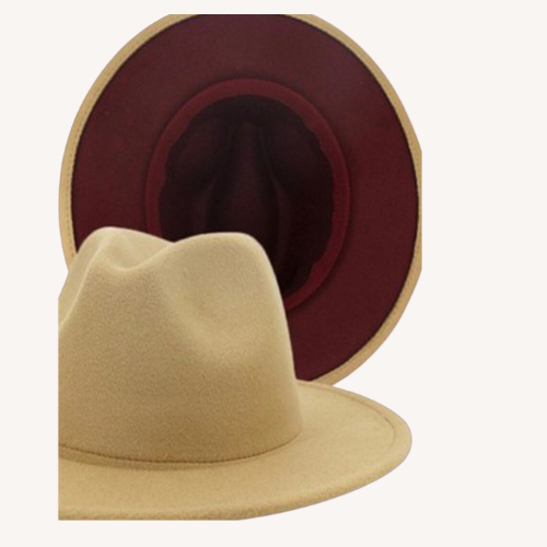 Bossed Up Fedora Khaki/Burgundy