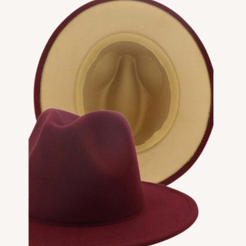 Bossed Up Fedora Burgundy/Khaki