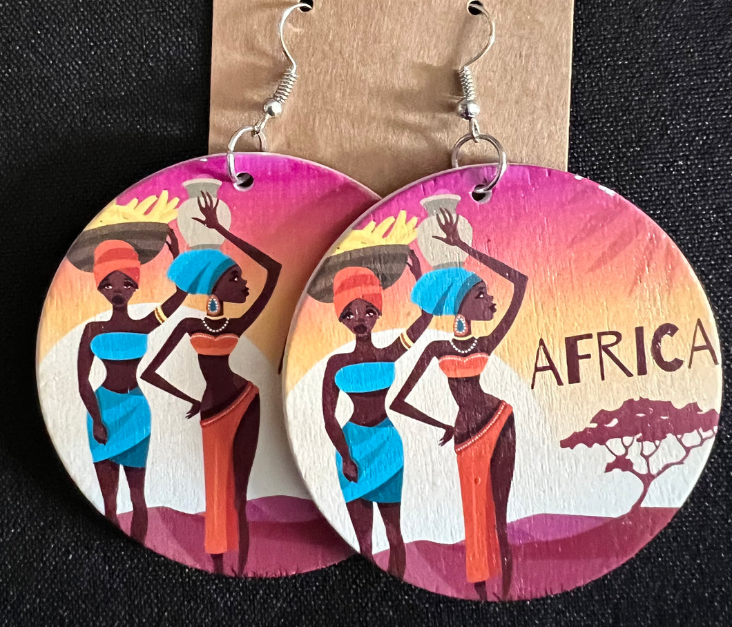 Mother Earth Wooden Earrings