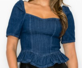 Denim Heart Top